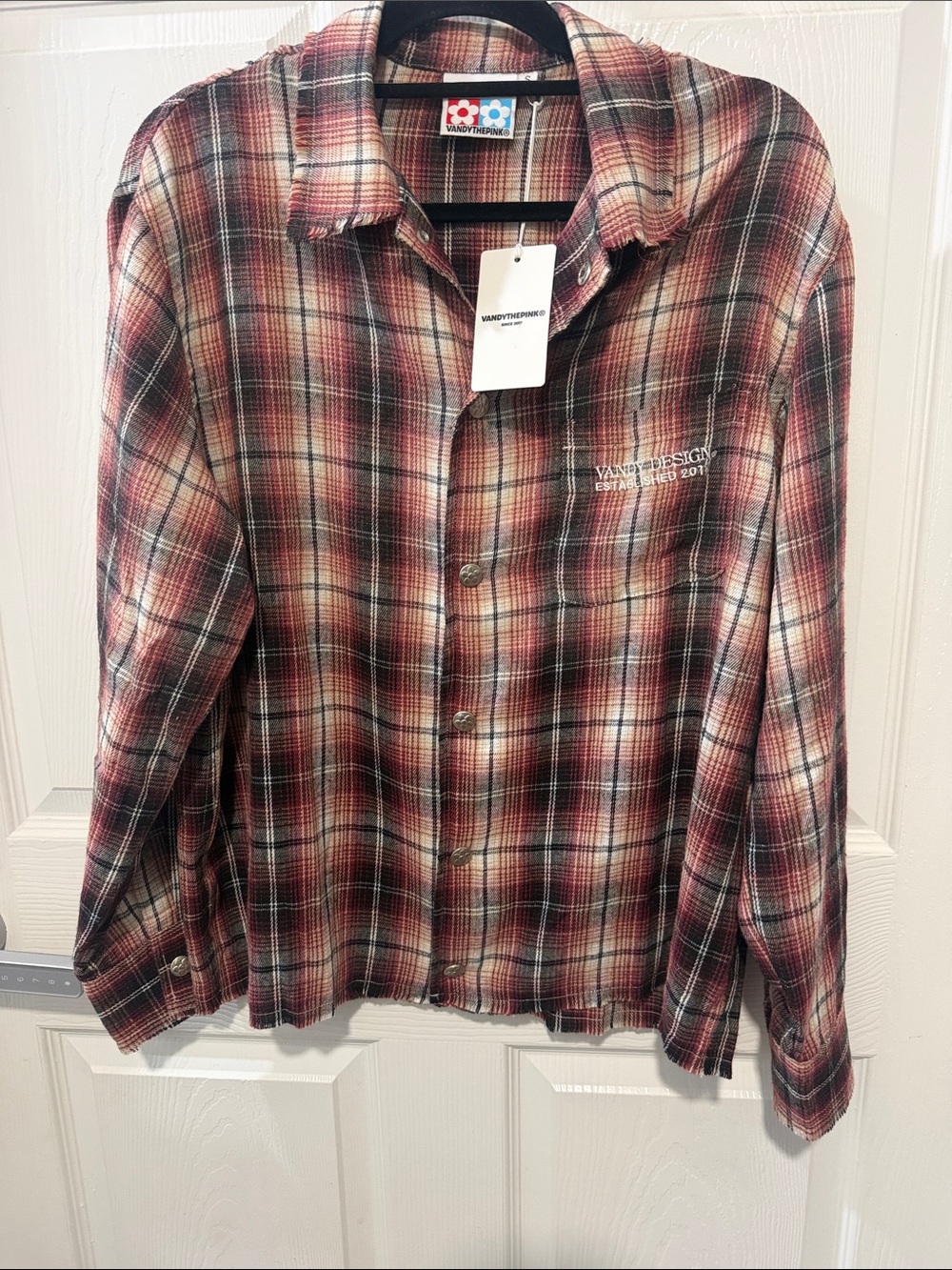 Vandythepink Burgundy and Black Plaid Button-Down Shirt